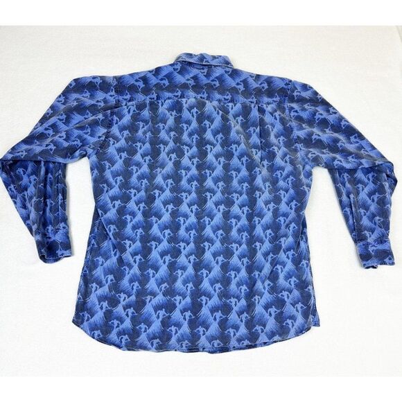 Vintage 90s Ralph Lauren Chaps Ski Shirt Large Blue Slopes Mountain Snowboard - Picture 3 of 8